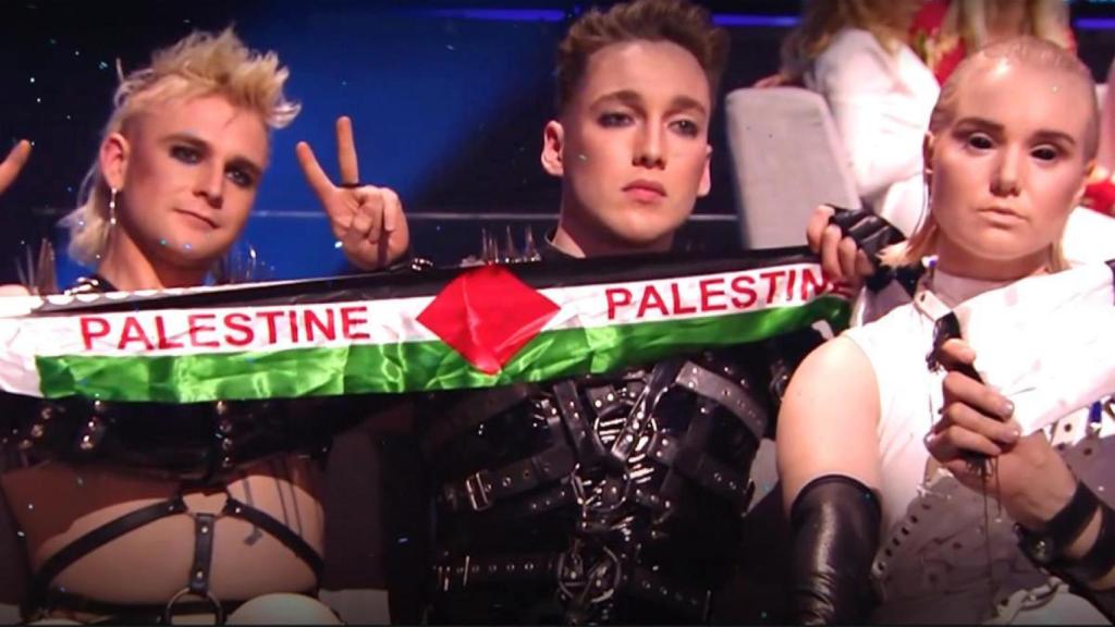 La banda Hatari coló la bandera palestina en el festival de Eurovisión celebrado en Tel Aviv en 2019.