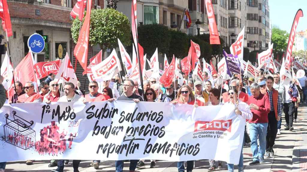 Manifestación en Burgos de CCOO y UGT el pasado 2023 por el 1 de mayo