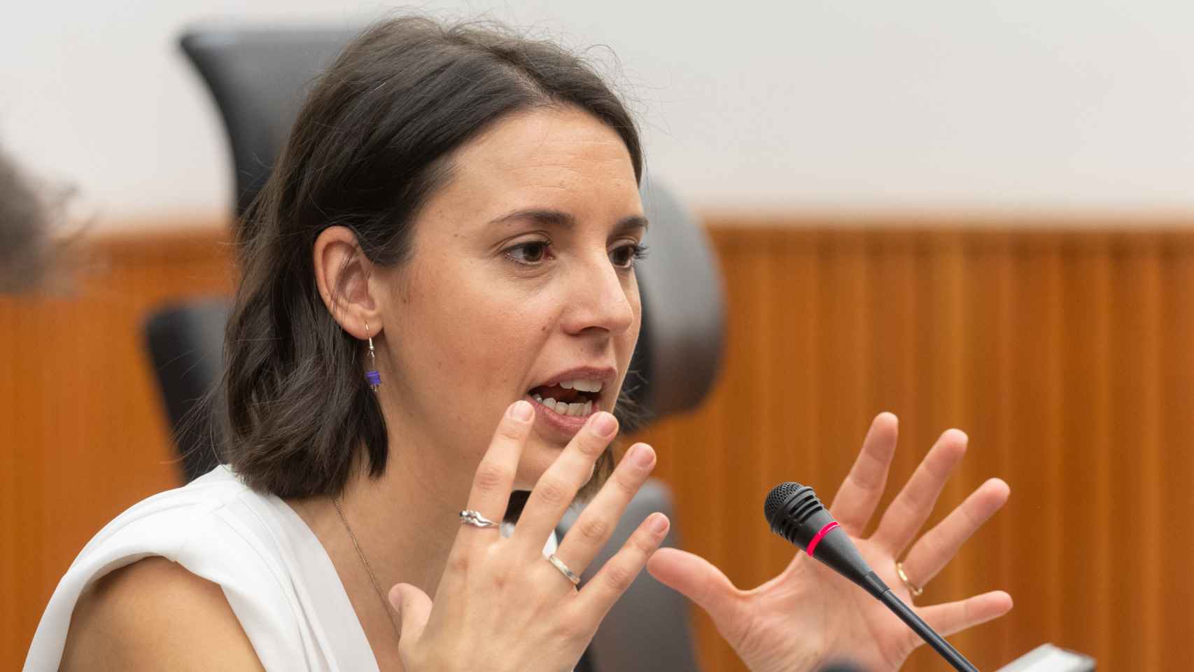 La secretaria Política de Podemos y candidata a las elecciones europeas, Irene Montero, este martes en el Congreso.
