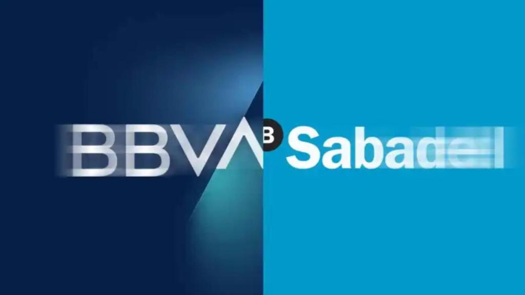 Montaje de los logos de BBVA y Sabadell.