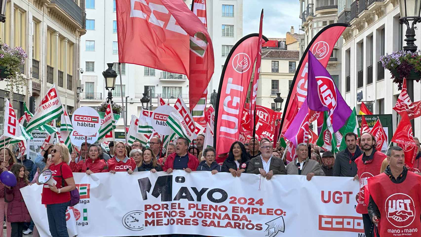 Movilización sindical en Málaga este 1 de mayo.