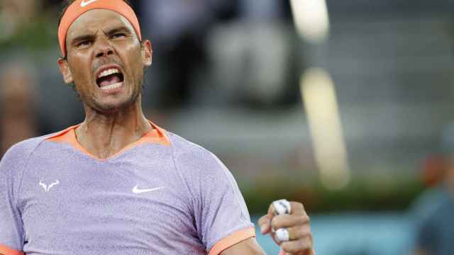 Rafa Nadal celebra un punto ante Jiri Lehecka en el Mutua Madrid Open