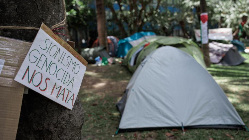 Acampada propalestina en Valencia.