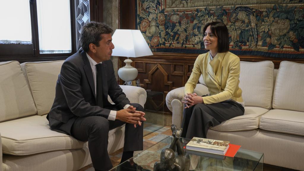 Mazón y Morant durante su reunión este jueves en el Palau de la Generalitat. EE