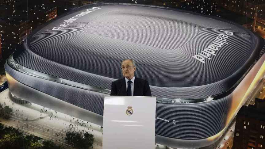 Florentino Pérez, durante un acto en el Santiago Bernabéu