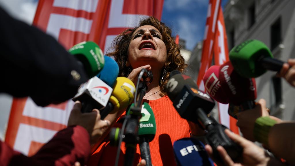 La vicepresidenta primera del Gobierno, María Jesús Montero, durante la última manifestación por el Día del Trabajador.
