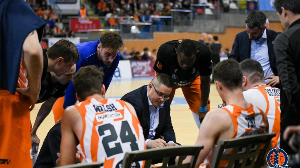 La plantilla del Básquet Coruña, durante un partido de esta temporada.