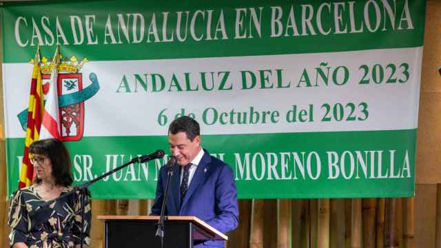El presidente de la Junta de Andalucía, Juanma Moreno, el pasado mes de octubre tras ser nombrado como  Andaluz del Año en Barcelona.