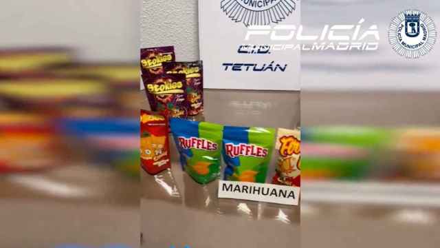Las bolsas de snacks con droga halladas en el trastero de Ciudad Lineal.