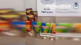 Las bolsas de snacks con droga halladas en el trastero de Ciudad Lineal.