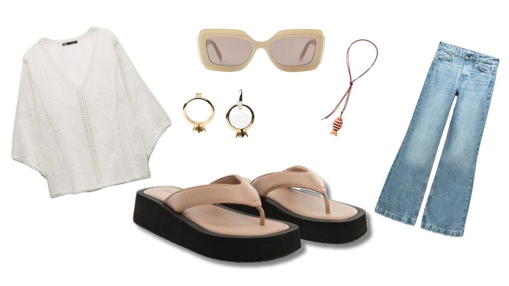 Conjunto con sandalias'Puffy' Flip-Flops de Mango.