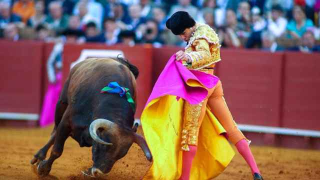 El diestro Juan Ortega toreando con el capote, en la Maestranza de Sevilla el pasado 15 de abril.