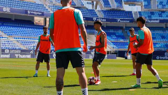Último entrenamiento del Málaga CF antes del partido contra el Mérida.