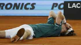 Rublev celebra su victoria en el Mutua Madrid Open.