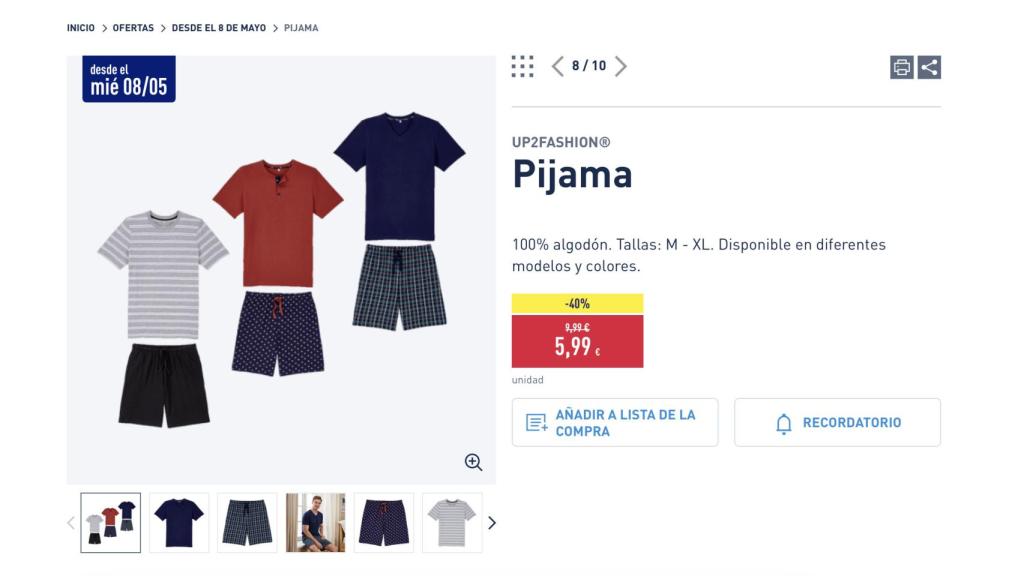 Pijama para hombre.