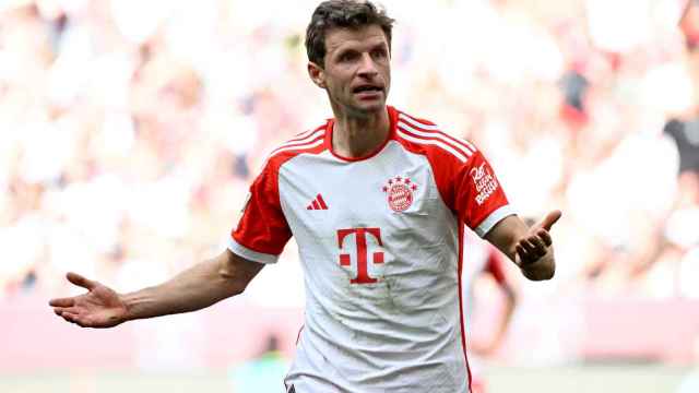 Thomas Müller protesta una acción con el Bayern.