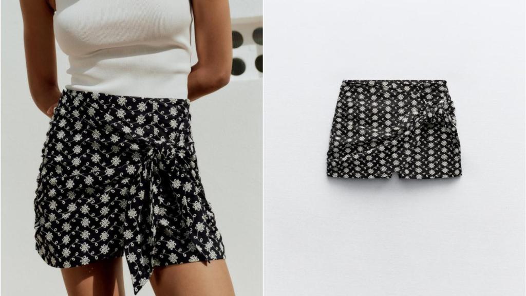 Falda-pantalón mini de Zara.