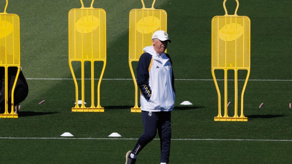 Ancelotti, en un entrenamiento del Real Madrid