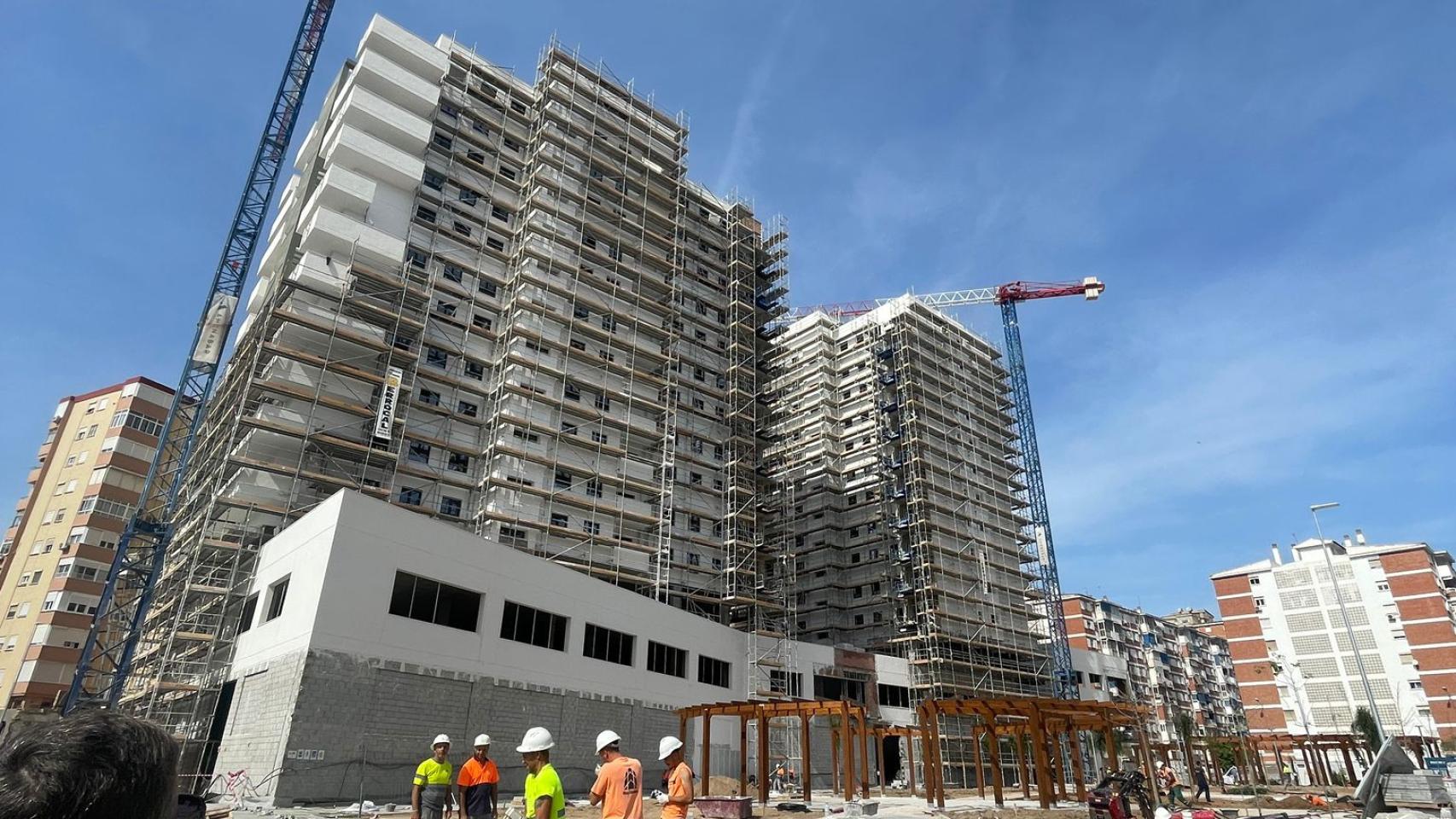 Imagen de las obras de construcción de las nuevas viviendas en Flex, en Málaga.