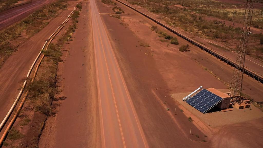 Una de las instalaciones de paneles solares en la mina