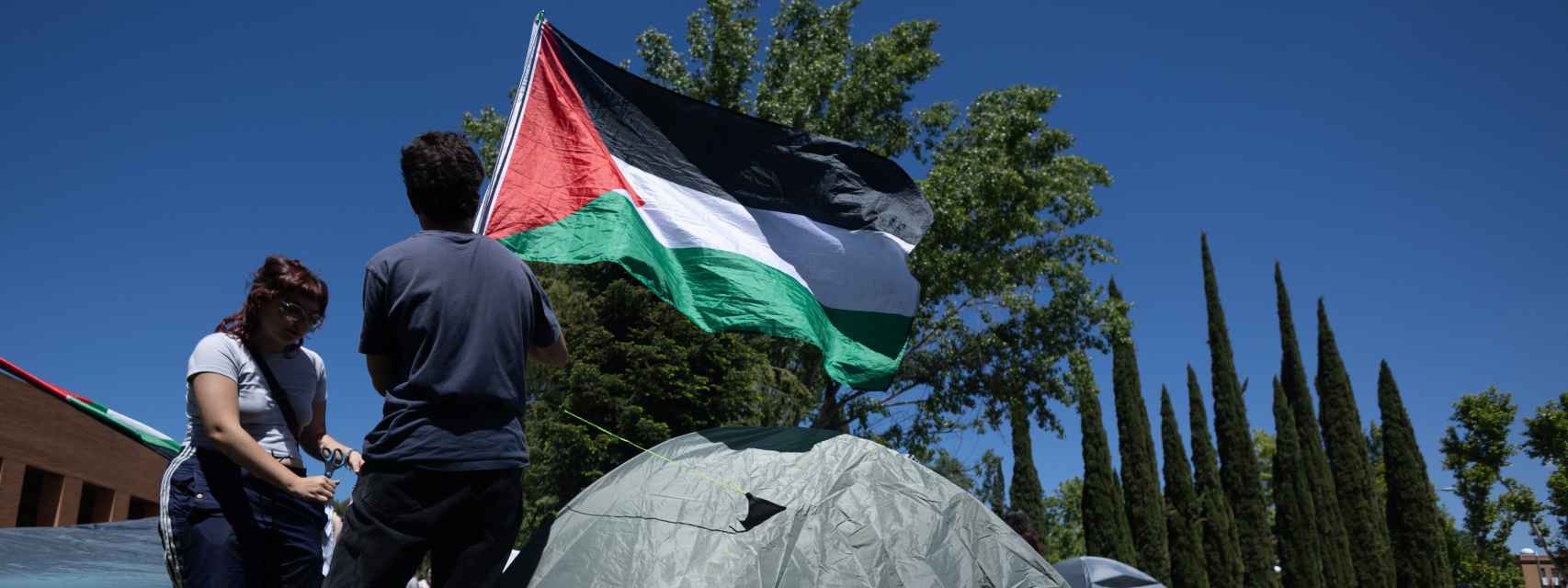 Estudiantes en apoyo al pueblo palestino en la UCM.
