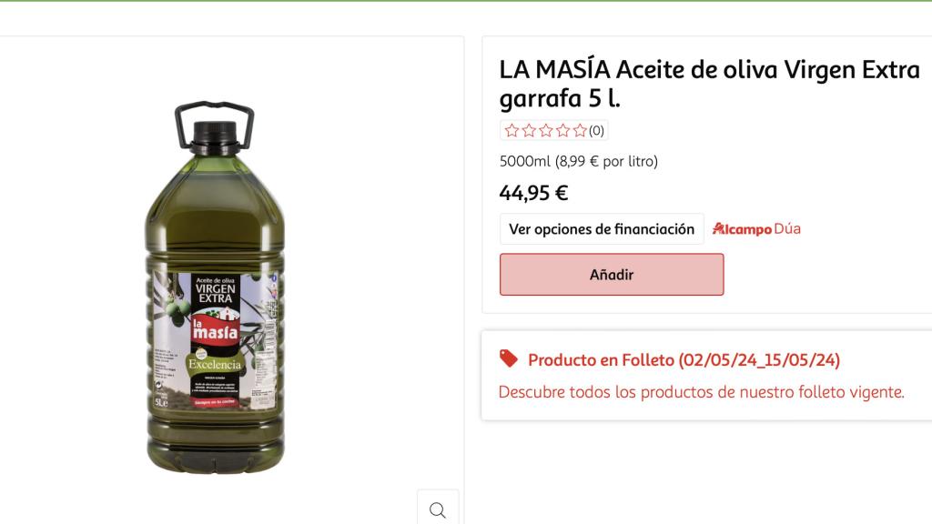 Aceite de oliva virgen extra garrafa.