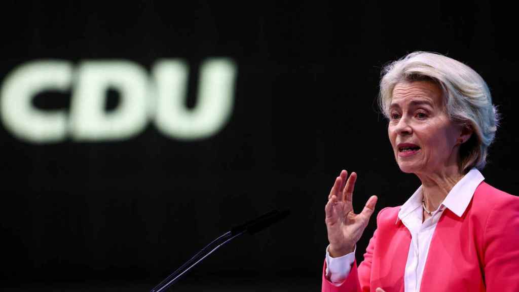 La presidenta de la Comisión Europea, Ursula von der Leyen, este miércoles en la convención de la CDU en Berlín.