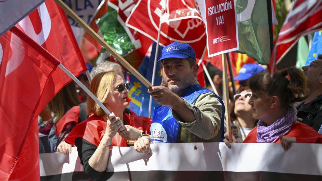 Trabajadores de la Agencia Tributaria en la manifestación de este miércoles.