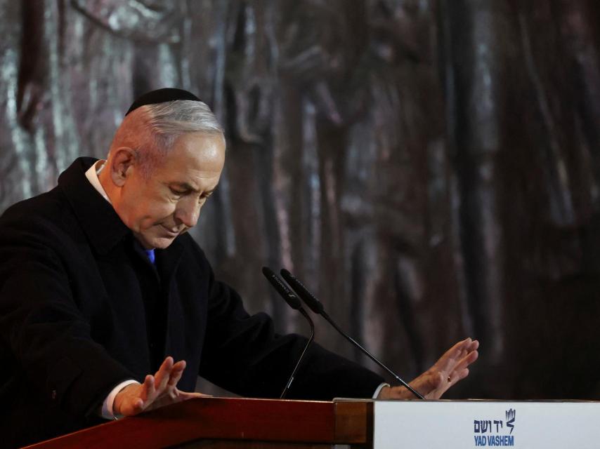 Benjamin Netanyahu, en una ceremonia que conmemora el Holocausto en Jerusalén.