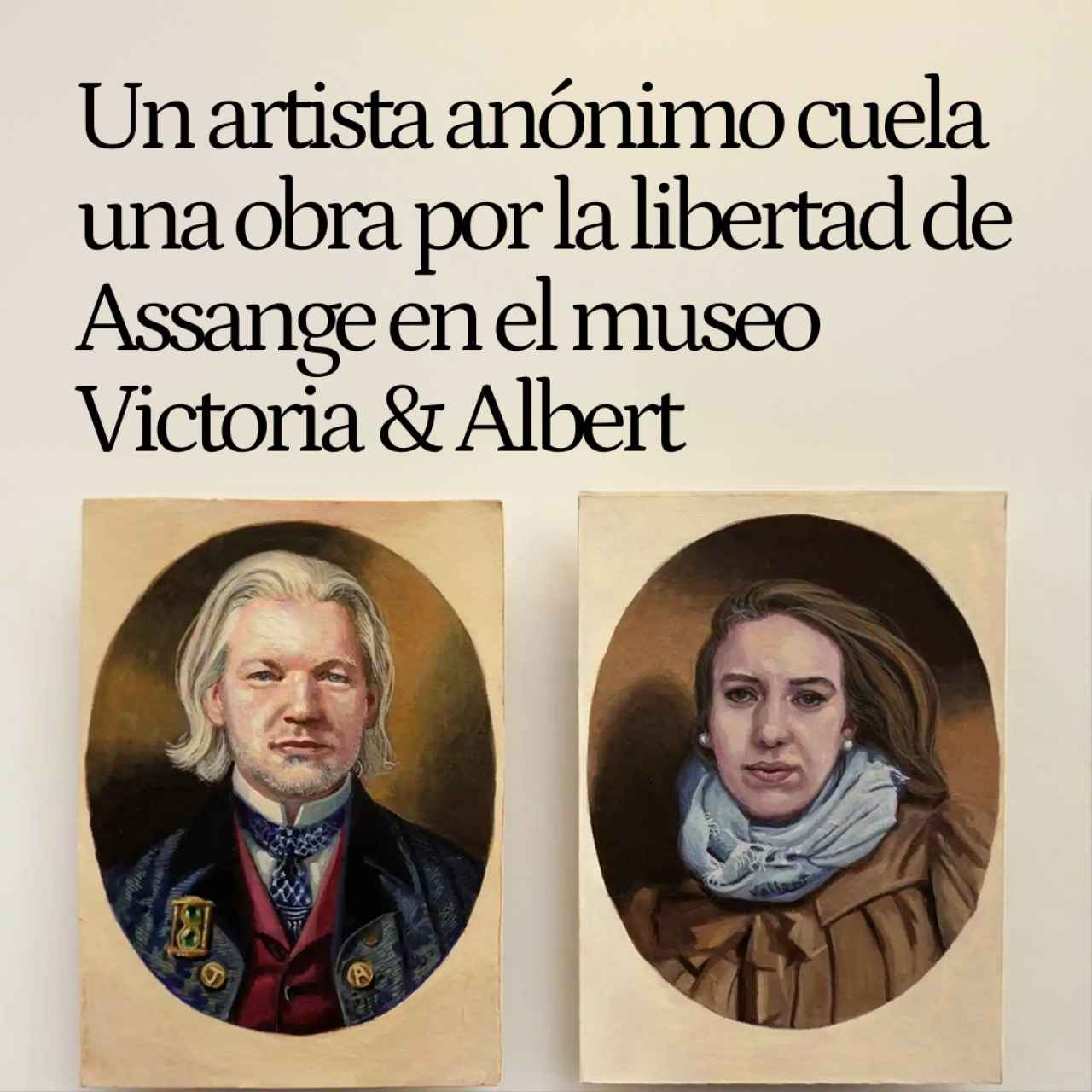 Un artista anónimo cuela una obra por la libertad de Julian Assange en el Museo Victoria & Albert de Londres