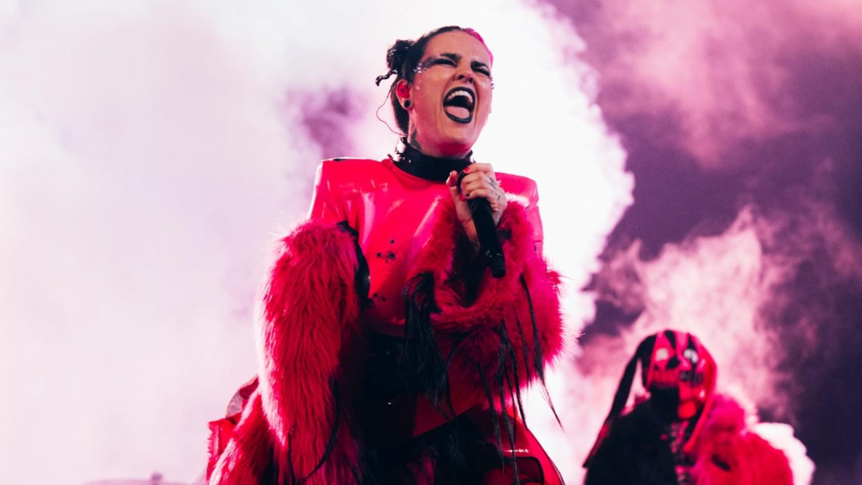 Megara en los segundos ensayos de '11:11' en el Malmö Arena de Eurovisión 2024.