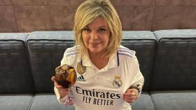 Terelu Campos celebra el triunfo del Real Madrid.