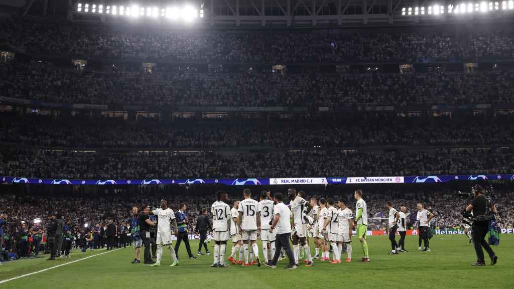 Celebración del Real Madrid tras el 2-1 contra el Bayern Múnich en el Santiago Bernabéu