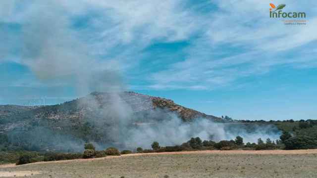 Incendio forestal en Alpera (Albacete). Foto: Infocam.