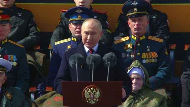 El presidente ruso, Vladimir Putin, este jueves durante su intervención en el desfile militar por el 79 aniversario de la victoria sobre la Alemania nazi.