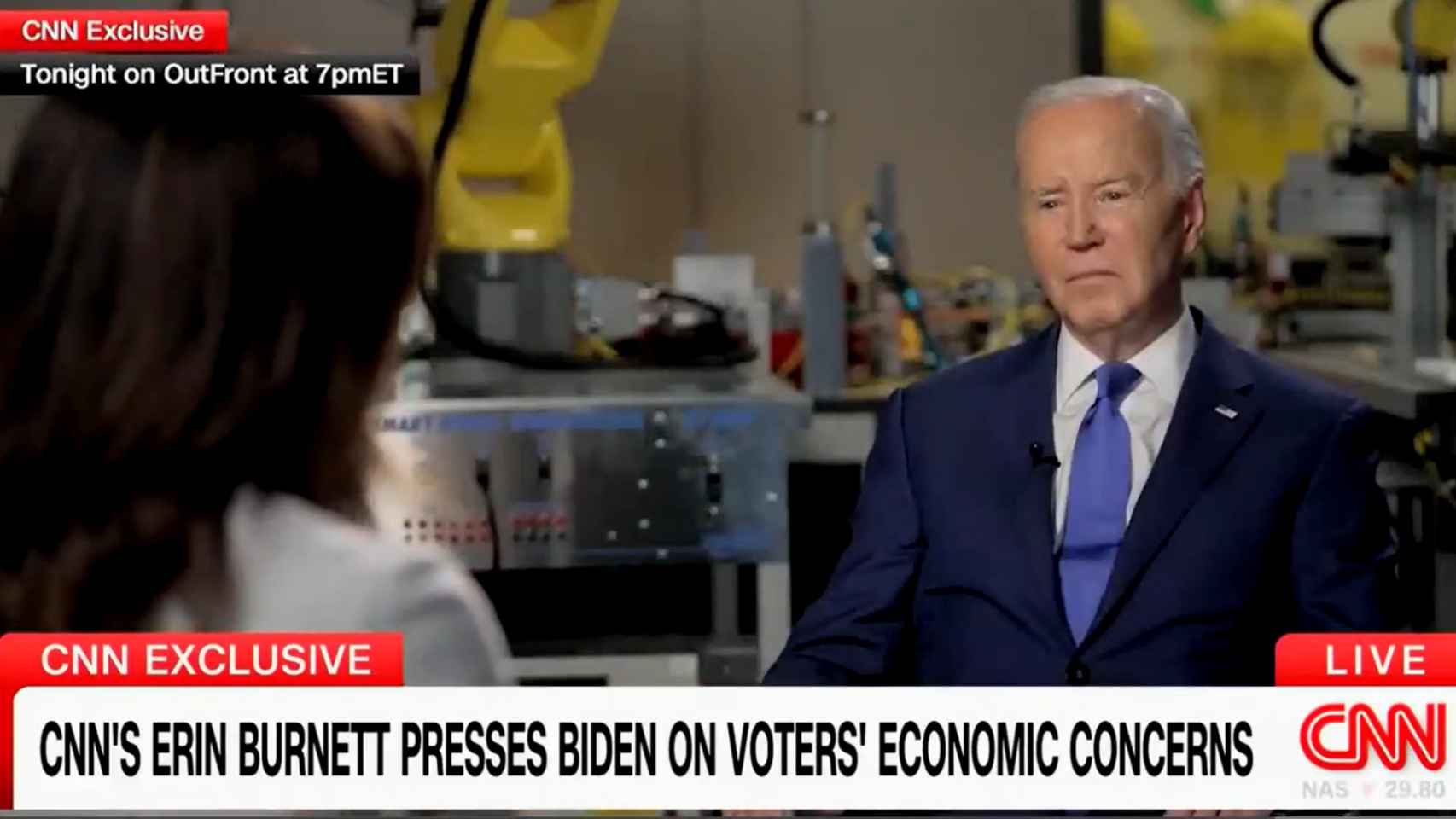 El presidente de EEUU, Joe Biden, durante su entrevista en la CNN.