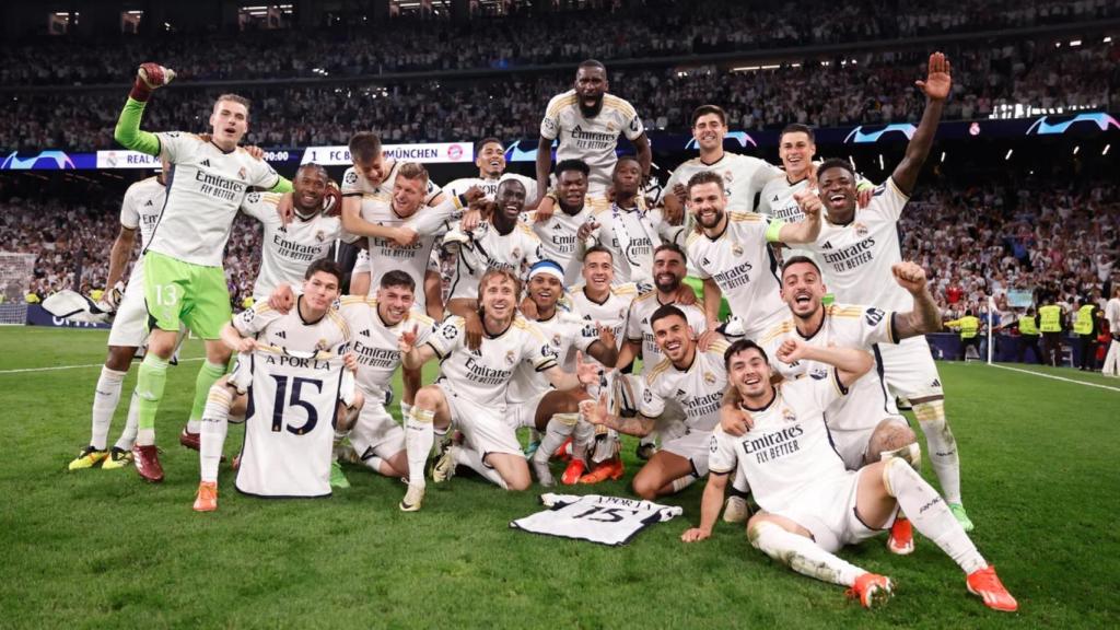 Los jugadores del Real Madrid celebran el pase a la final de Champions League 2023/2024