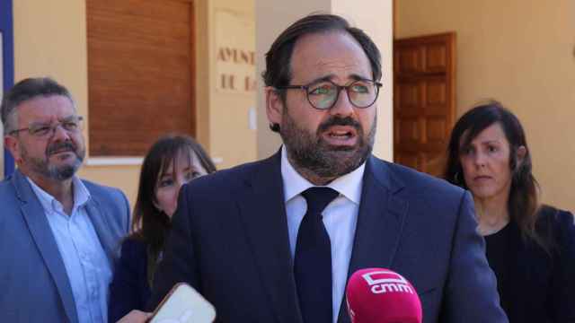 Paco Núñez, presidente del PP de Castilla-La Mancha, este viernes en Bazalote (Albacete)