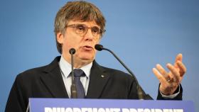 Carles Puigdemont durante un mitin celebrado el lunes en la población francesa de Argelès-sur-Mer.