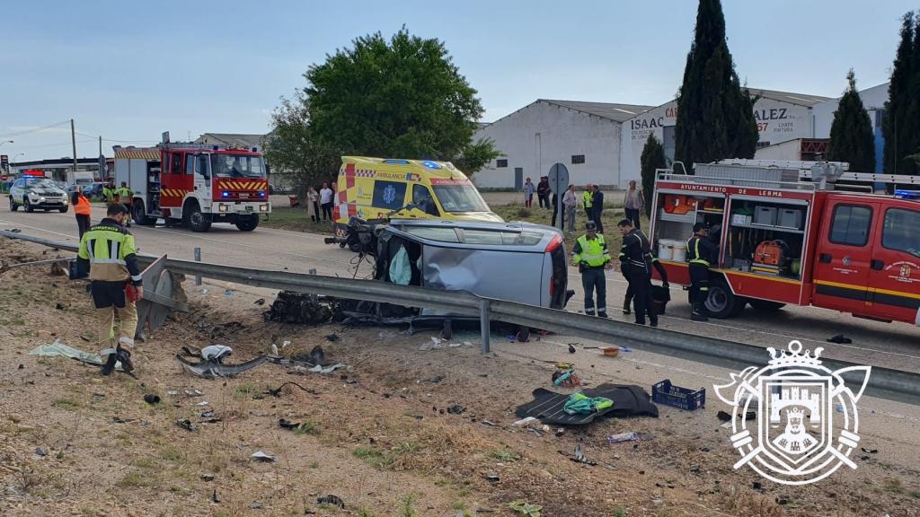 Coche accidentado en la entrada de Lerma, Burgos