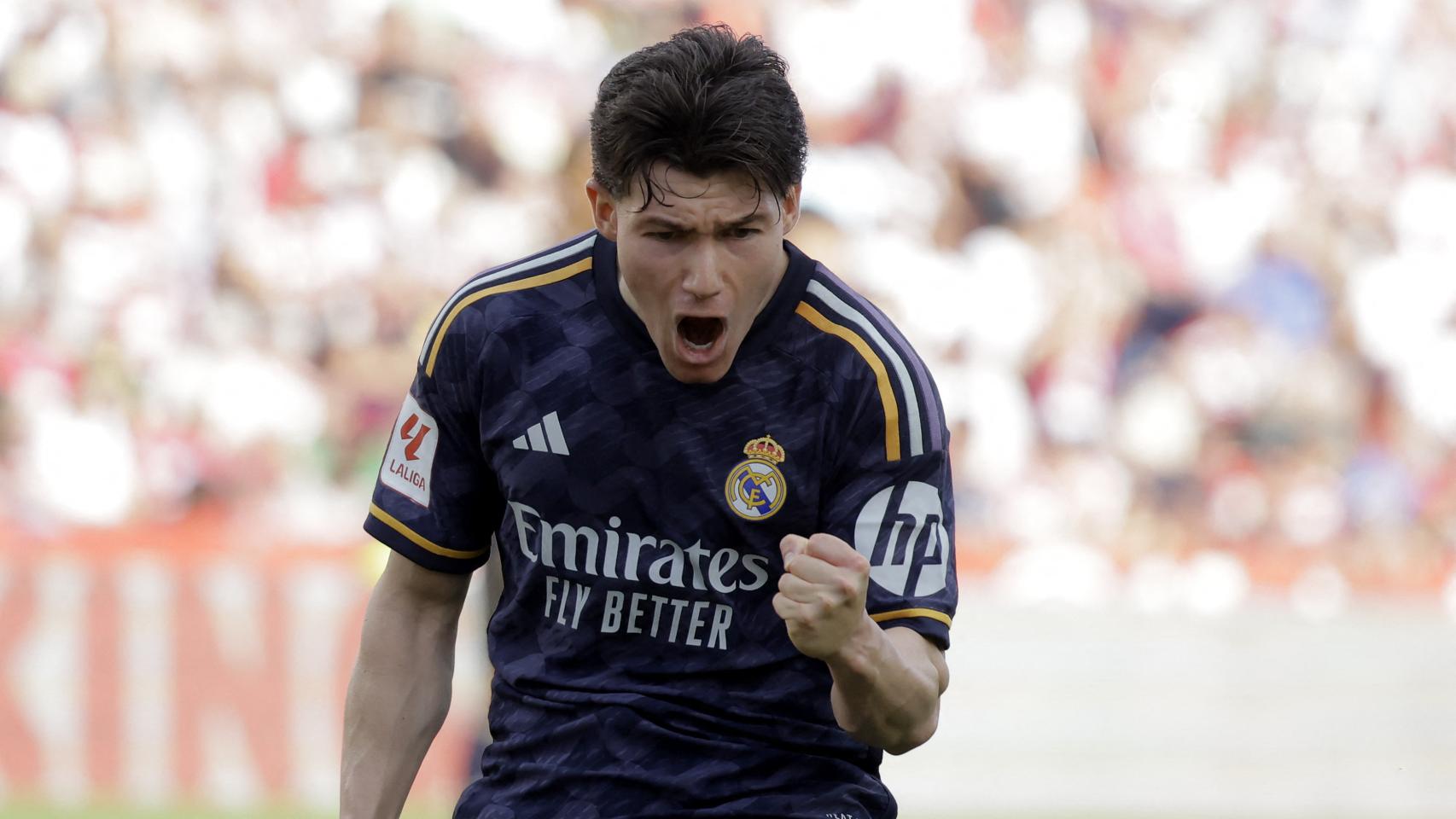 Fran García celebra su gol frente al Granada.