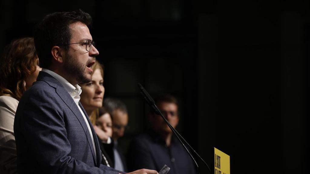 Pere Aragonès , candidato de ERC, valora los resultados obtenidos en las elecciones catalanas.