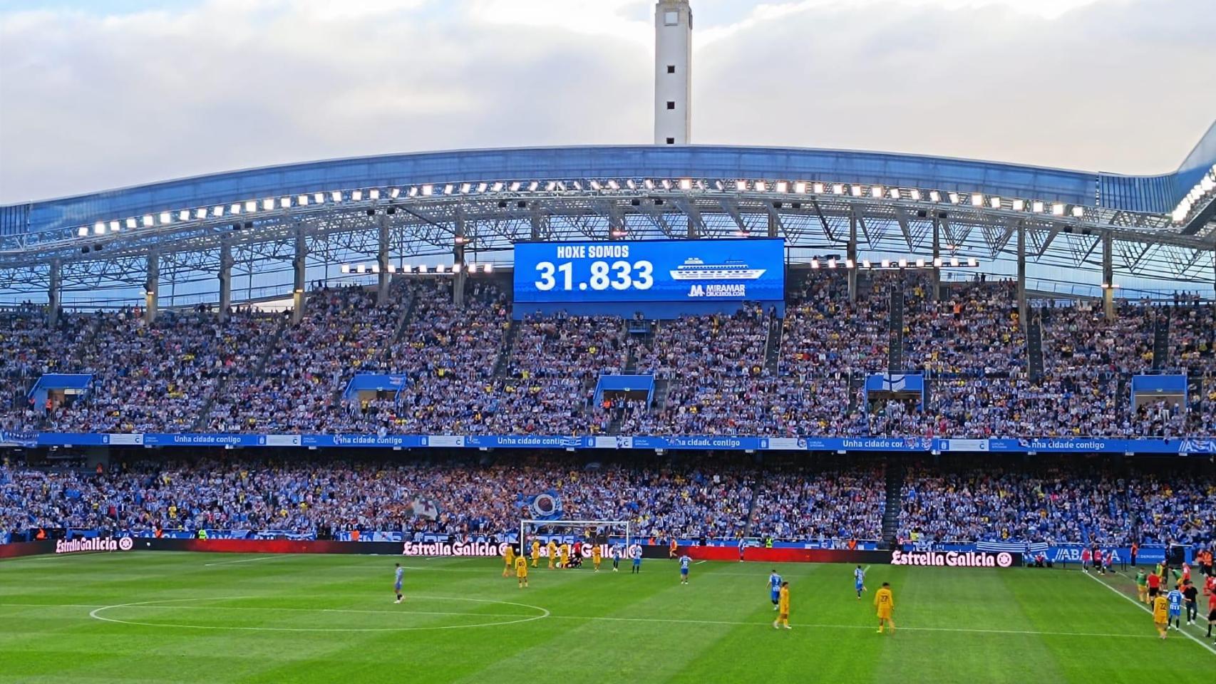 El Estadio de Riazor durante un partido del Dépor.