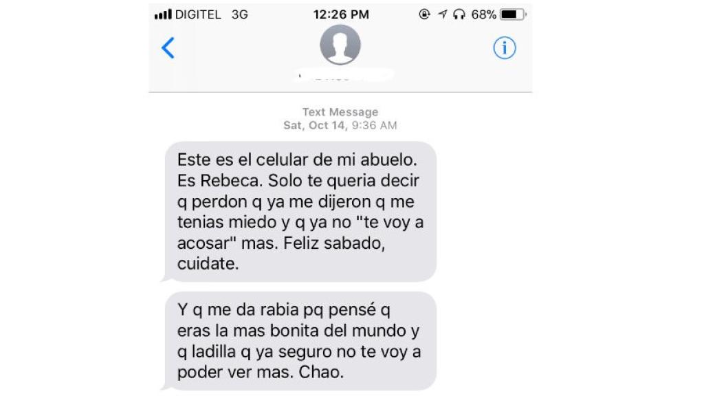 Mensajes que Rebeca García mandaba a Daniela.