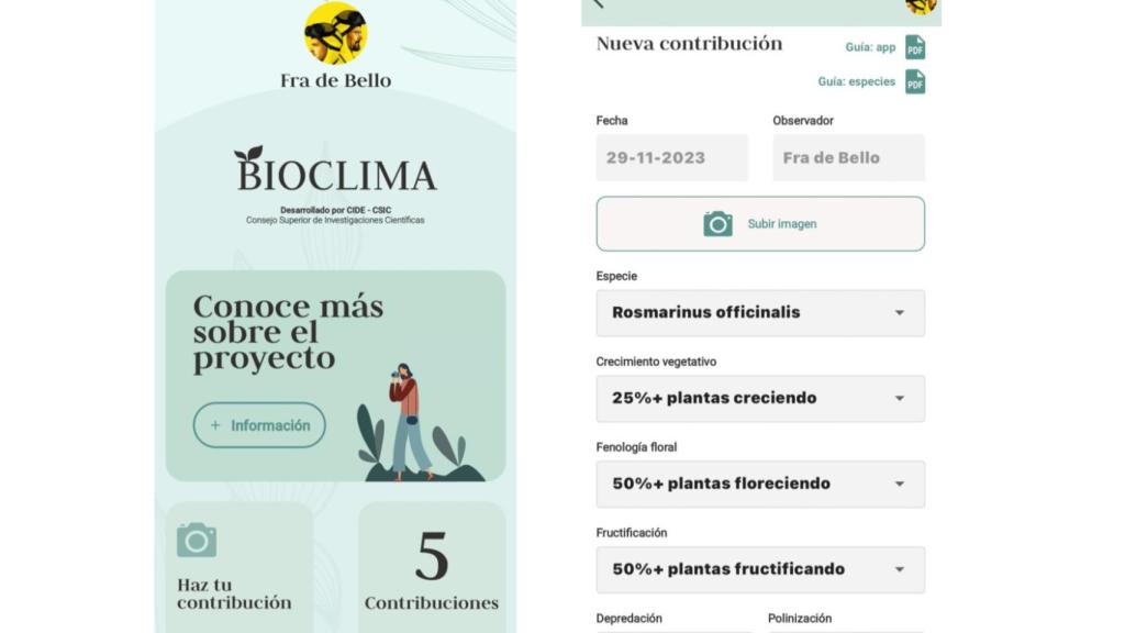 La app 'Bioclima'.