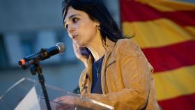 La candidata de Aliança Catalana por Gerona, Sílvia Orriols, durante un acto electoral en Ripoll.