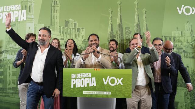 Santiago Abascal junto al candidato de Vox en Cataluña, Ignacio Garriga