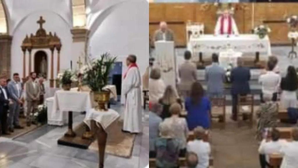 Imágenes de la boda en el interior de una iglesia de Plasencia.