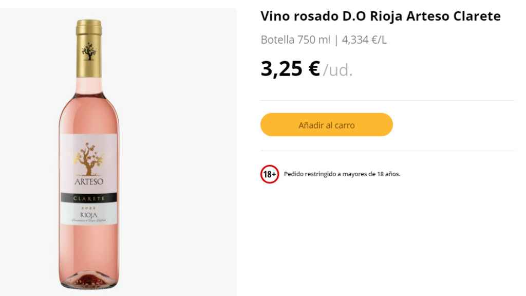 Vino rosado D.O. Rioja Arteso Clarete.