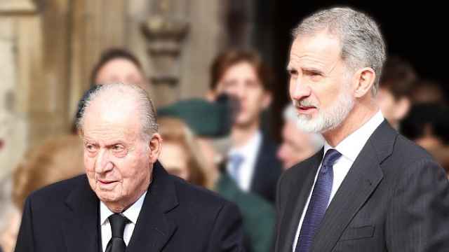 Juan Carlos I y Felipe VI en el homenaje a Constantino de Grecia, celebrado en Windsor.